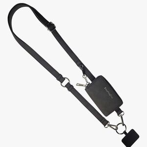 Save the Girls Black Faux Leather Crossbody Strap with Card Holder